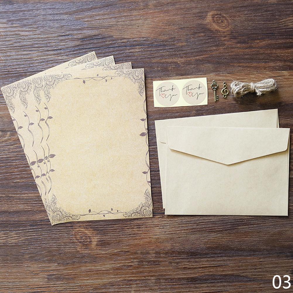 

Винтажный крафт-конверт, набор бумаги для писем, День святого Валентина, любовное письмо, приглашение, конверты, писчая бумага с веревочными аксессуарами 03