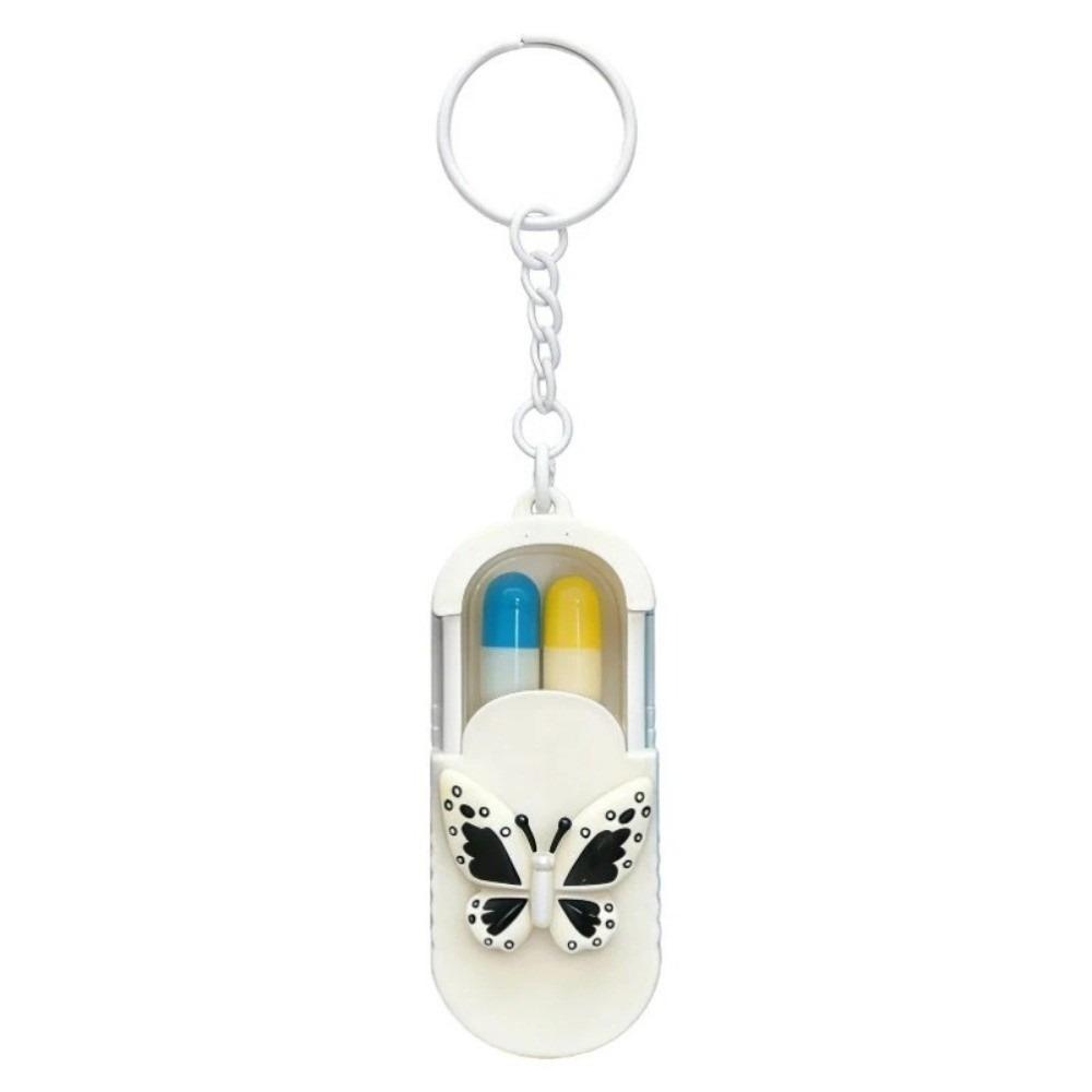 

Outdoor Medicine Holder Box Keychain Pendant Mini Storage Box Pill Organizer Daily Use белый