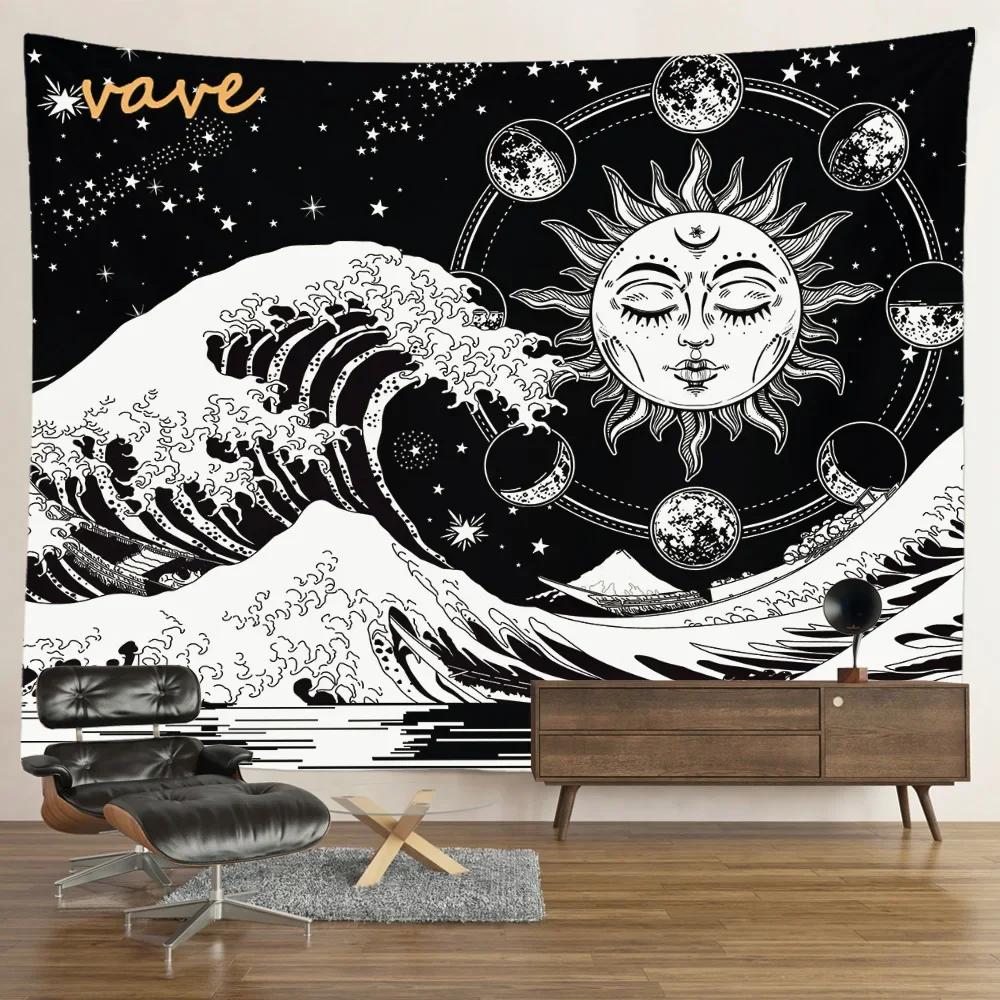 VIKAMA Mysterious Tarot Tapestry Sun Moon Mandala Wall Hanging for Meditation Witchcraft Altar Bohemian Home Decoration