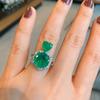 European and American Temperament Simulation Paraiba Ring for Women  Round Emerald Zircon Ring