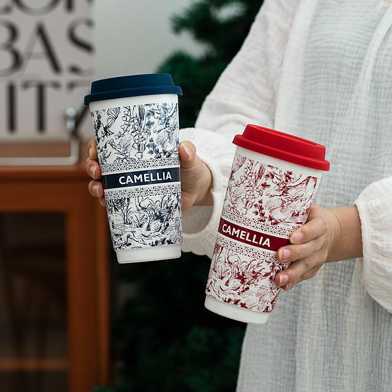 National Trend Style Ceramic Casual Cup Niche Design Cup Office Home Coffee Milk Cup Portable Cup