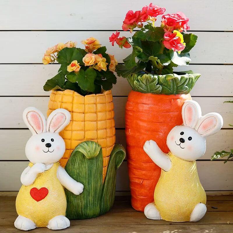 Cute Cartoon Rabbit Garden Statue