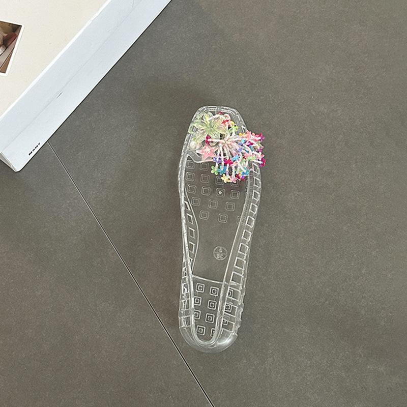 Versatile casual retro breathable single shoes women's summer fashion cartoon hollow comfortable cool crystal shoes decorative single shoes
