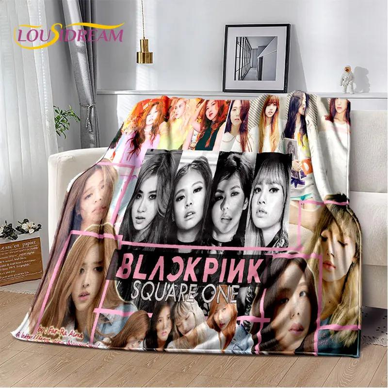 Black Pink Kpop Star Girl Group Soft Plush Blanket,Flannel Blanket Throw Blanket for Living Room Bedroom Bed Sofa Picnic Cover