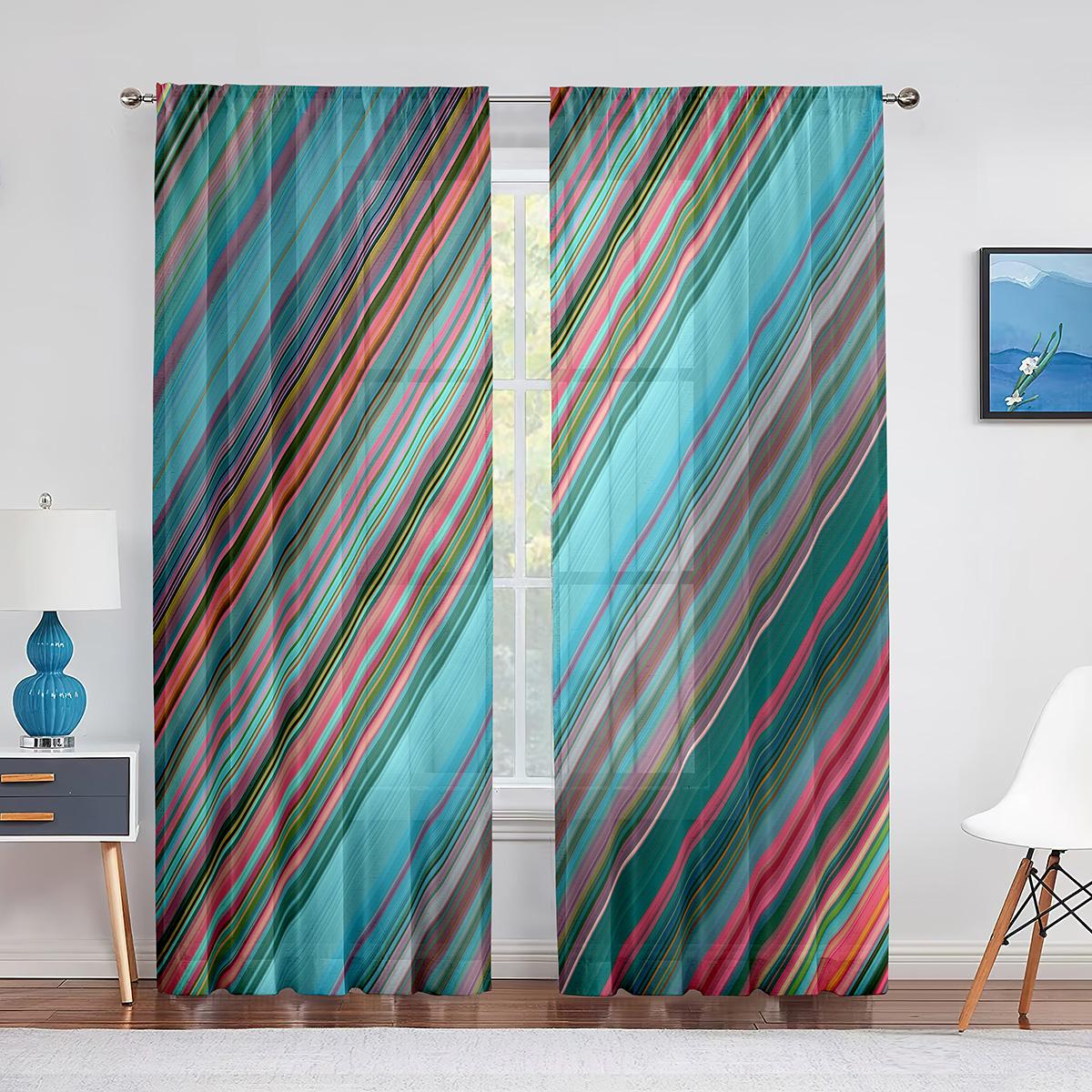 Плед с диагональными линиями и ромбами Тюль Шторы для гостиной Спальня Украшения — фото 11