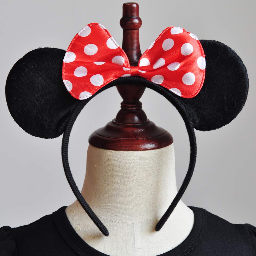 [CQDY] Princess Dress (Children's Dress + Headband) - 2-Piece Set: Minnie Mouse-Style Cosplay, Polka Dot Pattern, Tutu Skirt, Kids Dance Costume, Mick