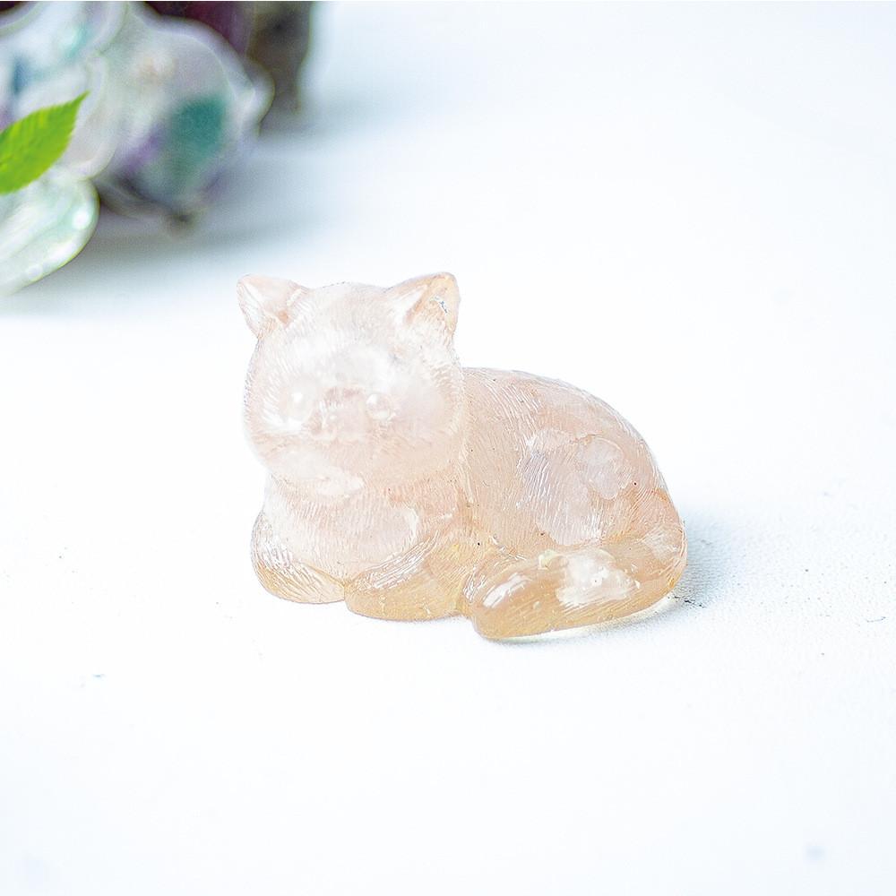 Cat Mini Figurine Resin Craft Home Office Desk Decor With Natural Crystal For Gift Giving