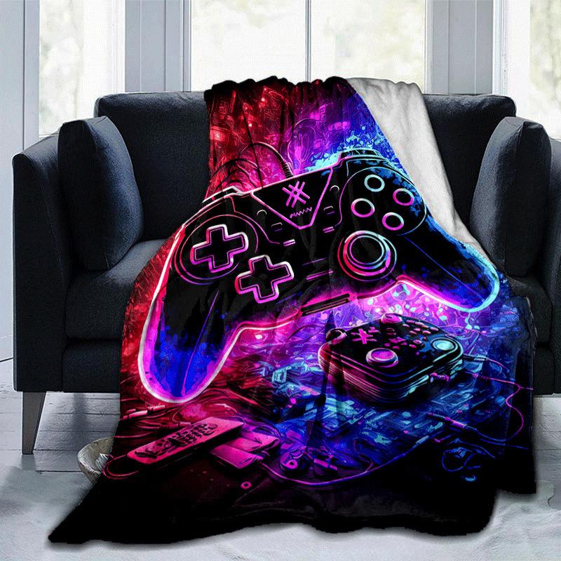 1 st Gaming Neon Tryck Lätt Flanellfilt, Bekväm och Varm Filt, för Camping Bäddsoffa och Soffa Kontor, för Alla Årstider