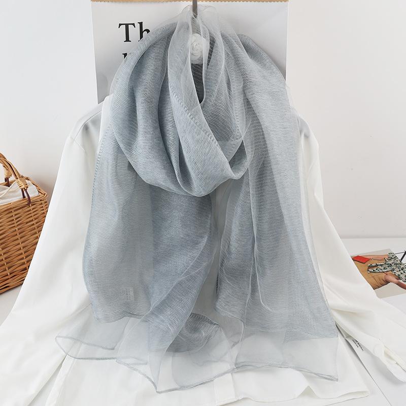 190*70cm Women's Spring New Mulberry Silk Scarf Sunscreen Shawl Double Layer Kimono Mohair Wrap