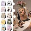 Floral Vanity Mirror Standing Compact Mirror Portable Desktop Makeup Mirror  for Student Dormitory