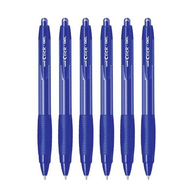 Uni-Ball Click Gel X SGR7 0,7mm Einziehbare Gelstifte Blaue Tinte Packung mit 6 Stück Sanftes Schreiben Büro Schule