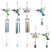 Vibrant Butterfly Metal & Stained Glass Wind Chime Hummingbirds Dragonflies AluminumTube Art Hanging Bells for Home Garden Decor