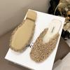 Aphixta 2.5cm Square Heel Warm Winter Furry Slide Kid Suede Women Slippers Women Shoes Round Toe Low Heel Slip On Hair Slides