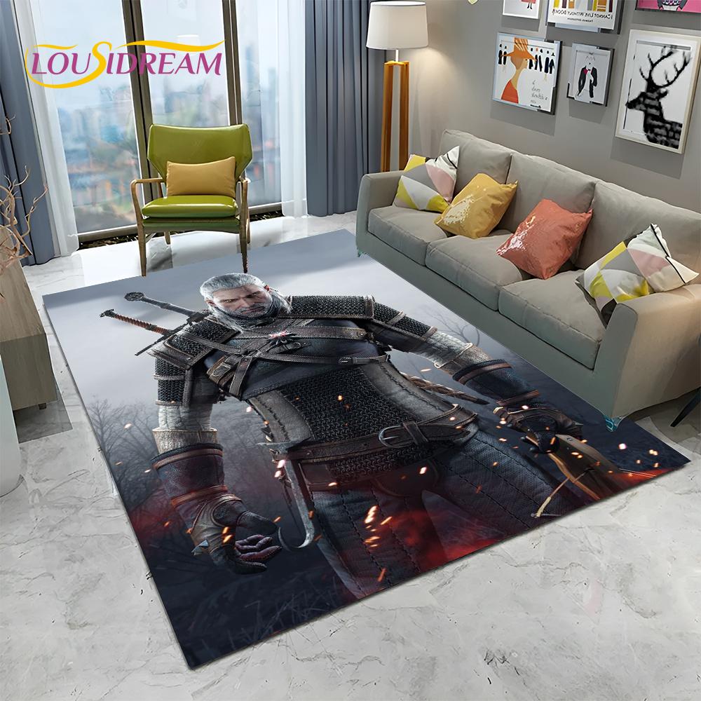 3D W-Witcher Games Gamer TV Cartoon Carpet Rug for Home Living Room Bedroom Sofa Doormat Decor,kids Area Rug Non-slip Floor Mat
