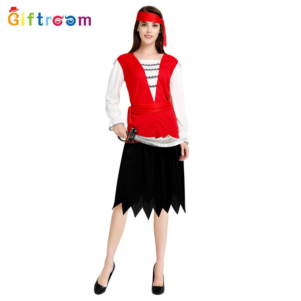 And Alluring Red Black Pirate Costume For Women Made From Premium Polyester Fabric