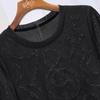 Women's Slim Fit Rhinestone Round Neck T-shirt