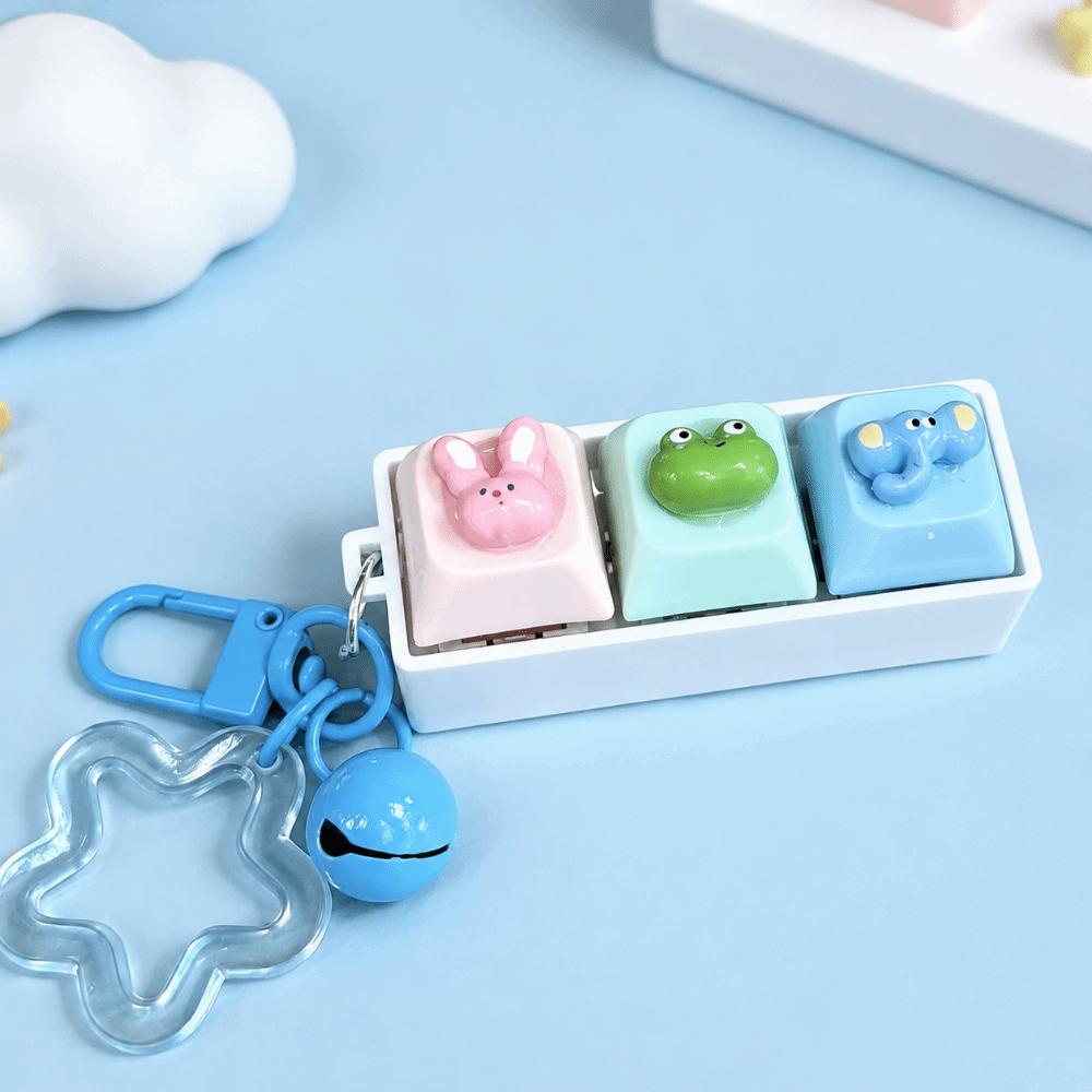 Compact Size Stress Relief Keychain Clickable Buttons Interactive Keyboard Toy Students