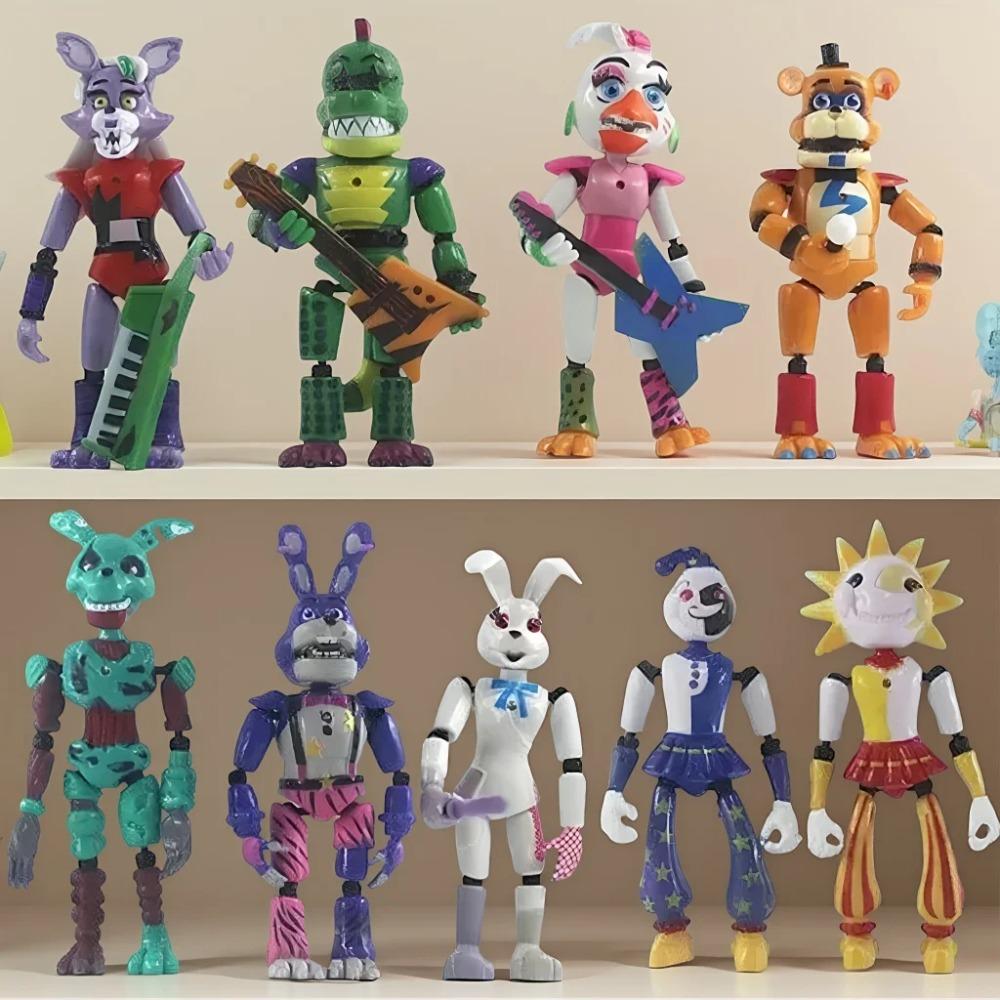 9 Stück/Set FNAF Figuren Sundrop Bewegliche Gelenke Niedlicher Bonnie Bär Foxy Actionfigur Modell Spielzeug für Kinder Geburtstagsgeschenke