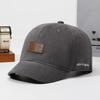 Cotton Leather Patch Baseball Cap Short Brim Streetwear Cap Minimal Adjustable Cap  For Women Men