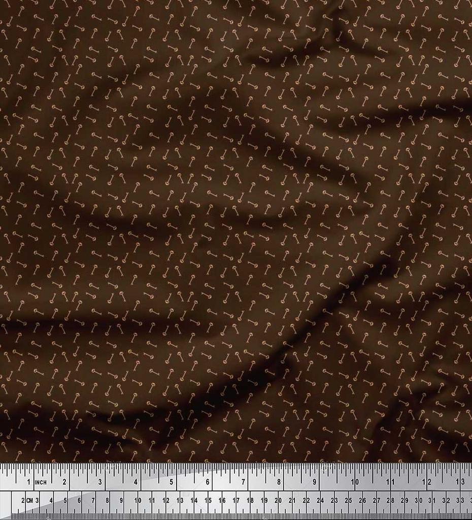 Soimoi Japan Crepe Satin Fabric Key Shirting Fabric Prints By Metre 42 Inch