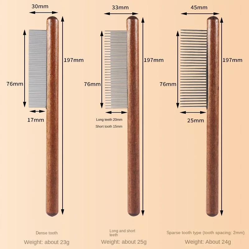 Pet Cats Comb Cats Accessories Stainless Steel Pet Hair Remover Wooden Handle Grooming Solid Dog Brush Cleaning Tools Supplies