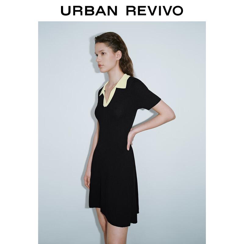 UR 2024 Sommer Retro Color-Block Slim Strickkleid