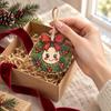 Holiday Tree Decoration Wooden Christmas Santa Claus Ornament Snowman Stocking Wreath Hanging Natural Wood Decor Decoration 2D Farmhouse Rustic