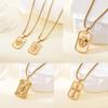 Retro Gold Stainless Steel Square Pendant Necklace