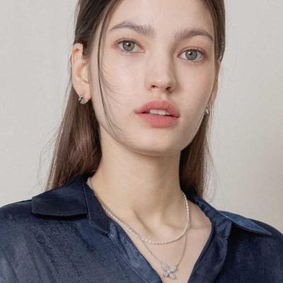 J.Lauren Oval Pearl Silver Necklace N01188