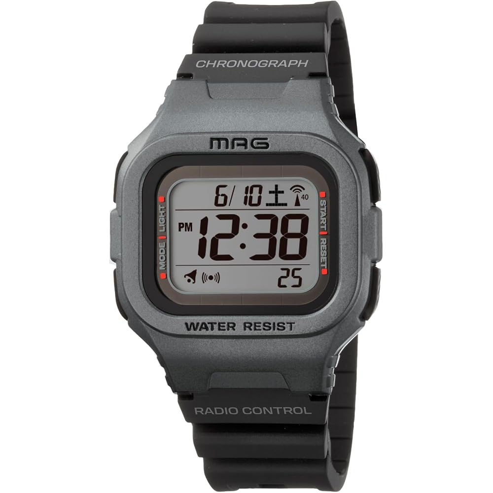 MAG Watch: Digital, Radio-Controlled, Solar-Powered, Dual-Power, Water-Resistant, Urethane Strap,...