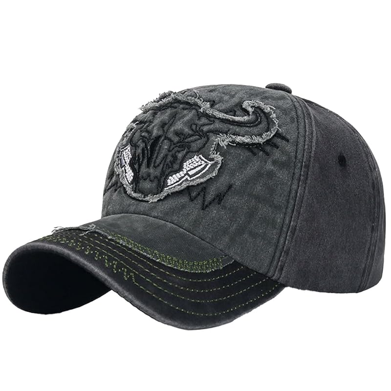 

[White Fang] hat baseball logo cap stylish damage Fashionable cool men s ladies CZ017 (black)