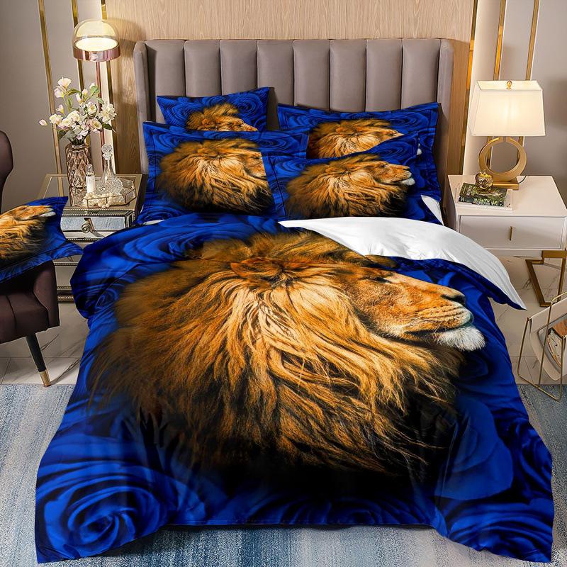 

3D-печатный комплект из трех предметов с изображением розы, леопарда, тигра, льва quilt cover 70 * 133 pillowcase 50 * 75 * 1