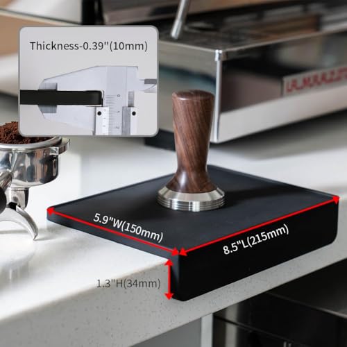 Watchget Tamper Mat, Coffee Tamper Mat, Extra Thick Tamping Mat, Heat-Resistant Espresso Mat, Silicone, Protects Tables and Holders, Black