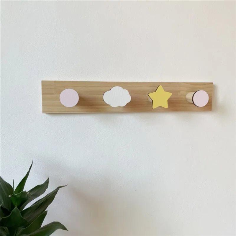 A25F-Wall Hooks 5-Pack Wooden Animal Flower Shaped Hangers For Kids Room Decor Princess Bedroom Organizer Cute Style
