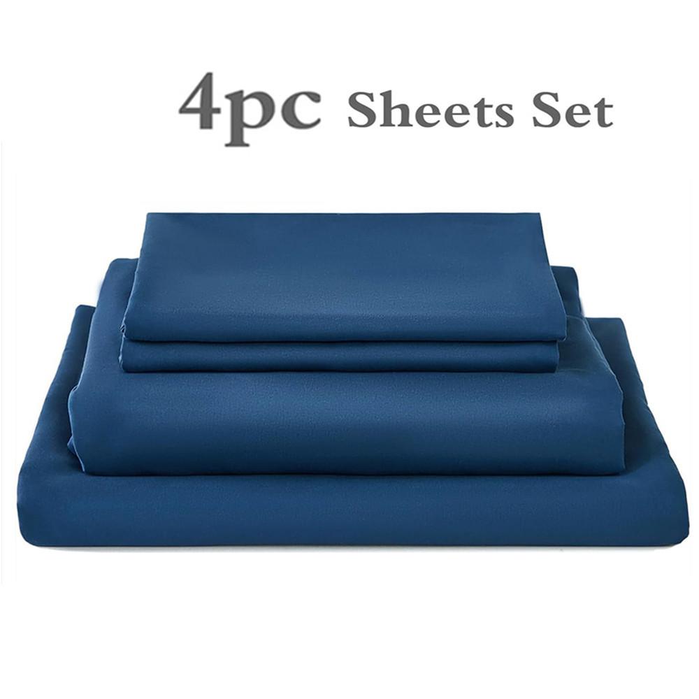 4pcs Sheet Set Lightweight Super Soft Easy Care Wrinkle Free Microfiber Bedding Sets with 14-Inch Deep Pockets for Women Men