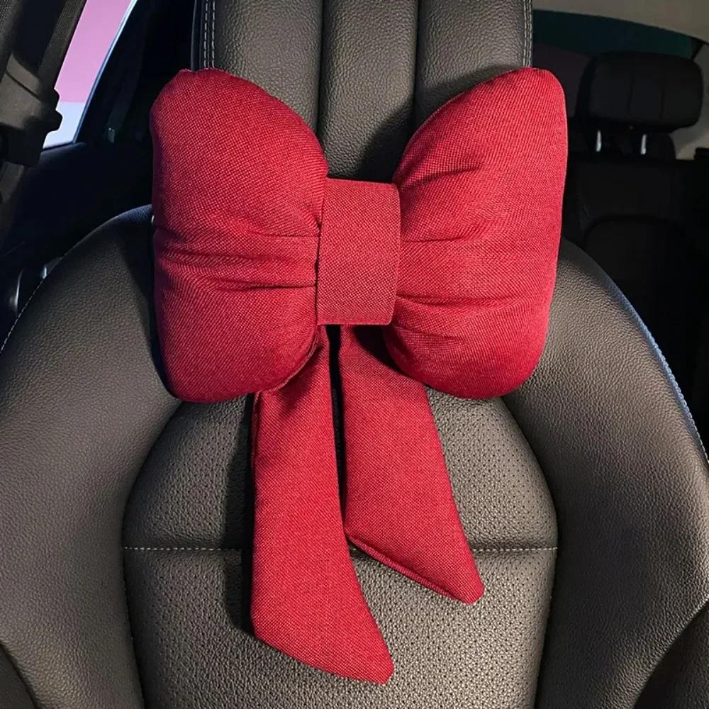Car Neck Pillow Cute Interior Pink Bowknot Head Pillow Universal  Anti-fatigue Car Headrest Neck Cushion Pillows Car Accessories