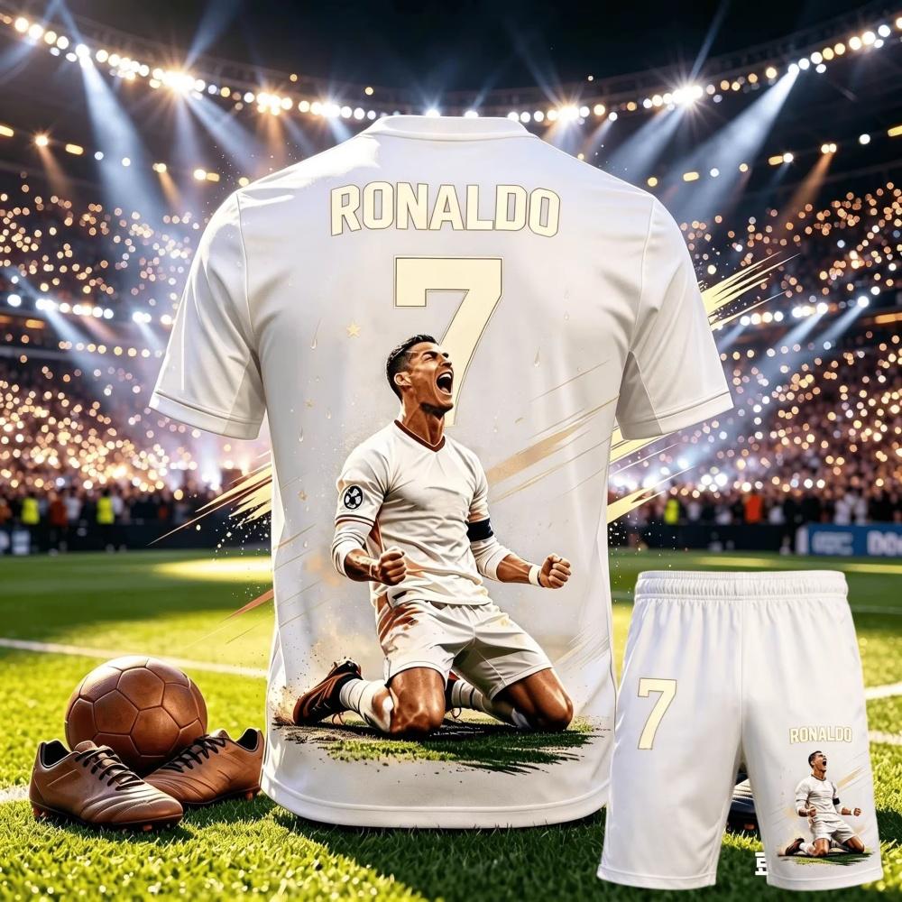 CR7 Ronaldo Numero 7 Tema Calcio Abbigliamento Adulti Bambini Stampa 3D Maglia Pantaloncini Tuta Sportiva Due Pezzi Per Fan Abbigliamento Genitore-Figlio