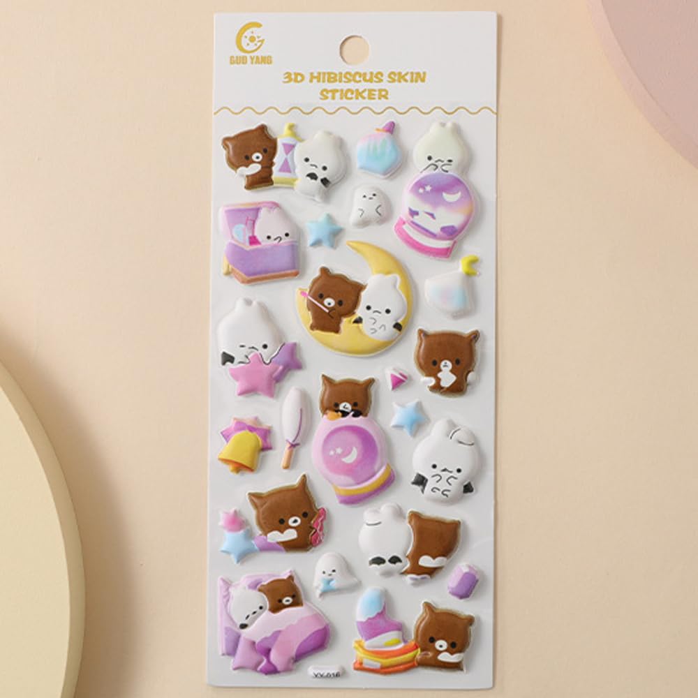 3D Set of for Decorating Cell DIY and Crafts Stickers Stickers, 4, Phones, Planners, Diaries, (Animal (Type B))