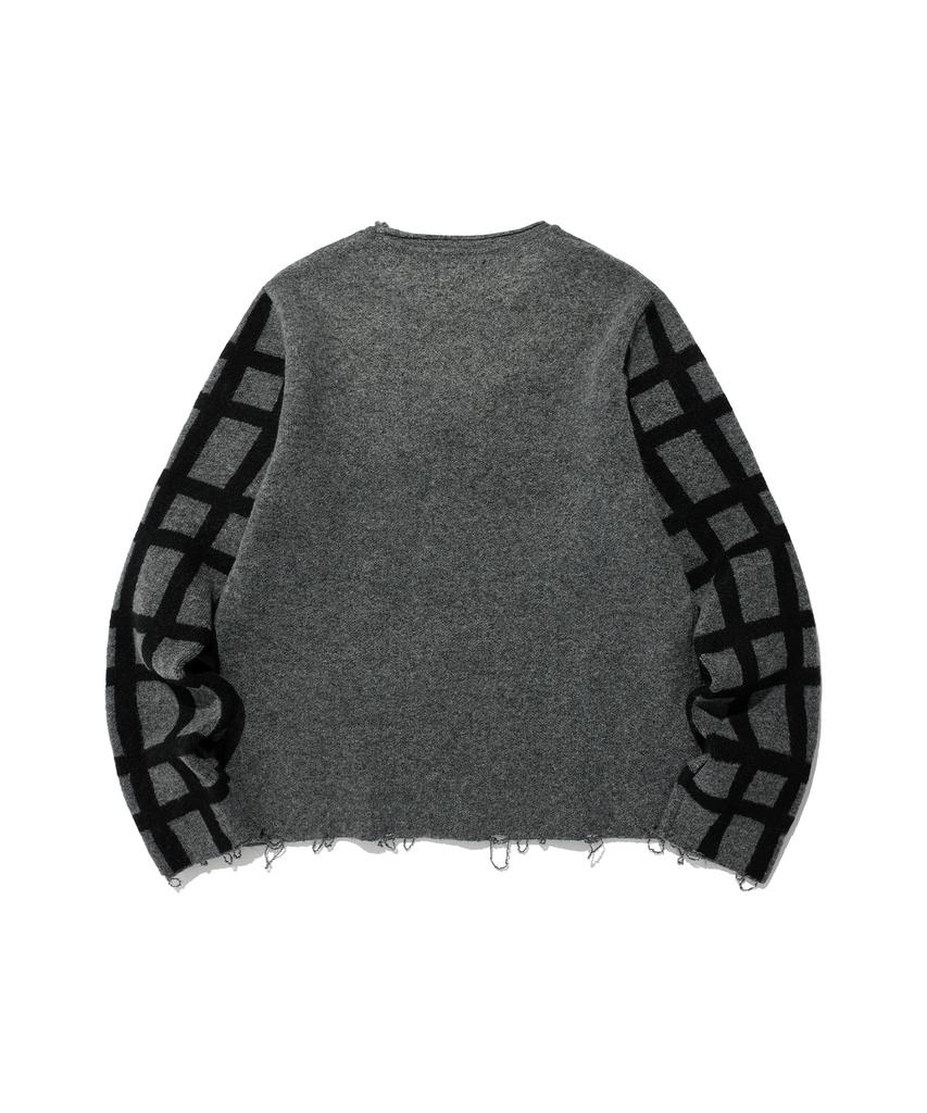 NICEGHOSTCLUB Skull Check L/S Knit Tee_Black(Ng2Efuk606A)