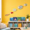 Children Room Fish Decor 5Pcs Wooden Wall Decor, Rainbow Striped Tropical Ornaments with 3D Art Embossed Texture, Lightweight Coastal Hangings