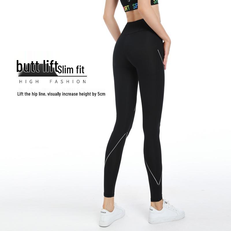 

Женские весенне-летние брюки для йоги - Европейский и американский стиль, эластичные, с эффектом подтяжки бедер, длинные фитнес-леггинсы Extra Large чёрный