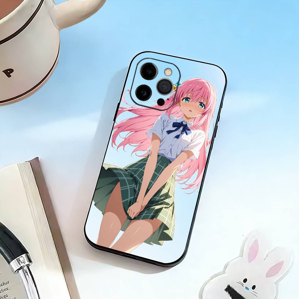 Anime B-Bocchi the Rock Hitori G-Gotoh  Phone Case For iPhone 17,16,15,14,13,12,11 Plus,Pro Max,XS,Soft Silicone Black Cover