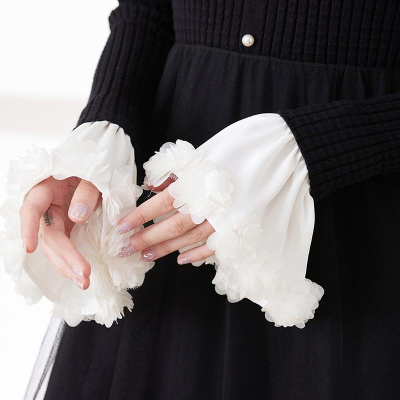 Flared Trim Arm Sleeves 2000s Decorative Hand Cuffs Elegant Detachable Wrist Cuffs
