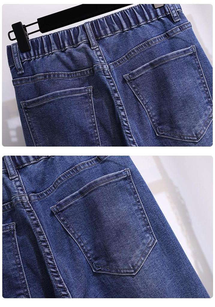 Plus Size High Waist Denim Slimming Dad Pants - Casual and Loose Fit for Women