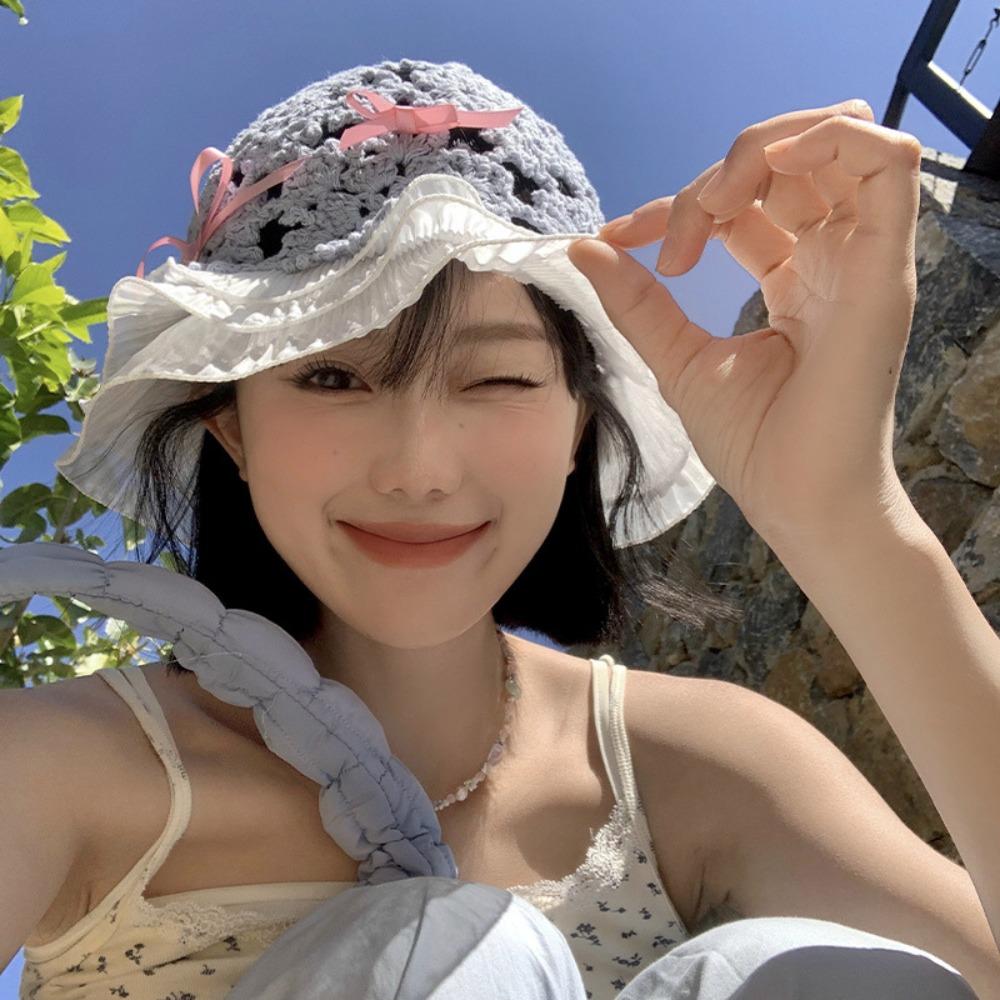 

Bow Knot Sunshade Hat Sunscreen Sun Hat New Fisherman Hat