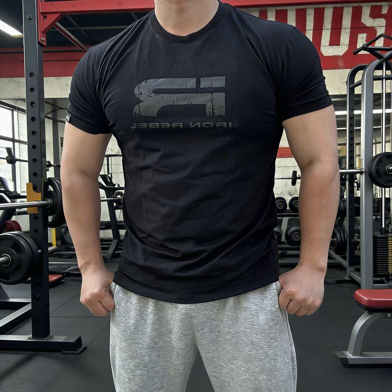 Muscle Men Bodybuilding Training Pure Cotton Loose round Neck Short Sleeve
