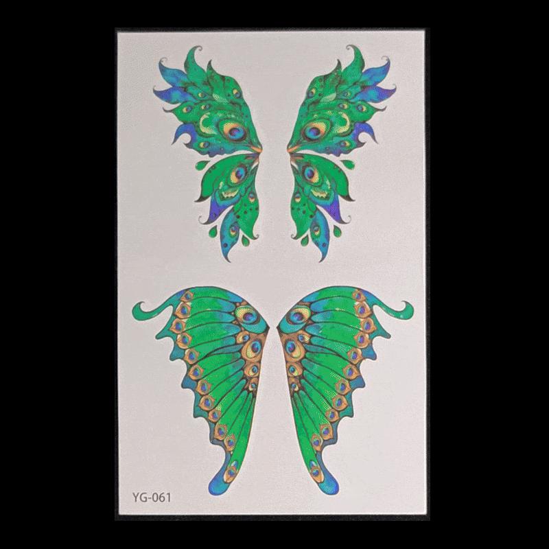 's New Fluorescent Butterfly Tattoo Sticker Music Festival KTV Concert Party Disposable Waterproof