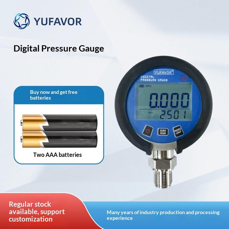 G1/1 Thread Digital Pressure Gauge, High Precision 1-Digit Display Powered Manometer for Water Air Oil Pressure 81mm Dial