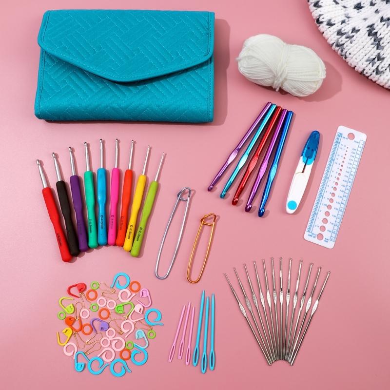 Mehrzweck Häkelnadel Organizer Taschen mit Reißverschlusstasche und elastischen Einschubfächern Tragbare Stricknadel Aufbewahrungstasche