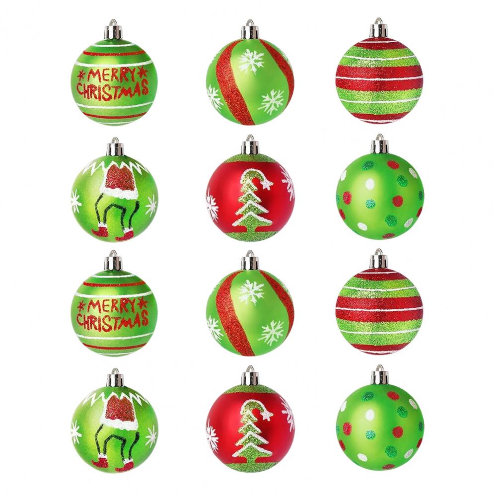 Exquisite Holiday Ornaments Christmas Ball Decorations Christmas Ball Ornaments Set Glittering Green Plastic Hanging Decorations